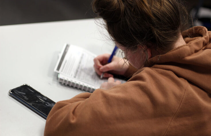 Photograph of a student studying